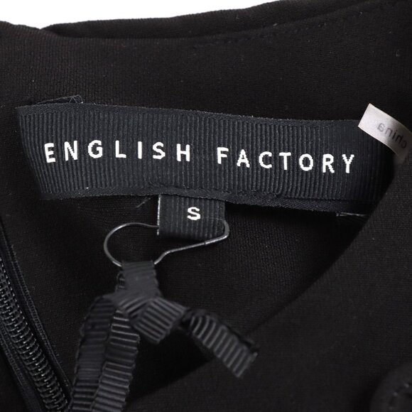 NWT English Factory Bow Detailed Mini Dress in Black Size Small - Picture 3 of 7